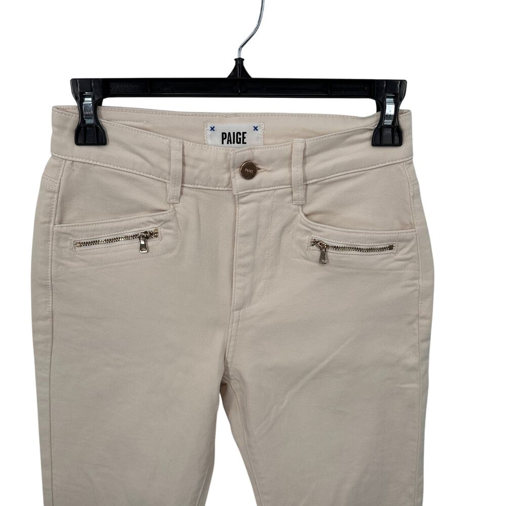 PAIGE NWT Cindy Mid Rise Slim Fit Jean in Ivory Sandy Ecru  // 00 - Picture 4 of 12